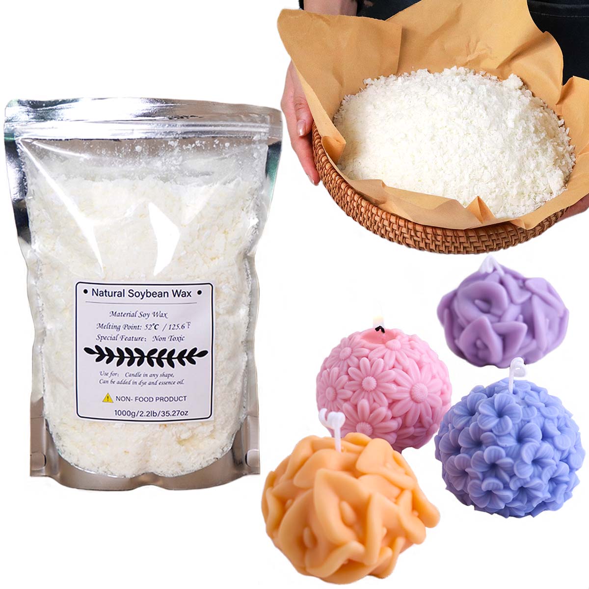 Candle Making Material - Flocons de cire de soja naturelle,