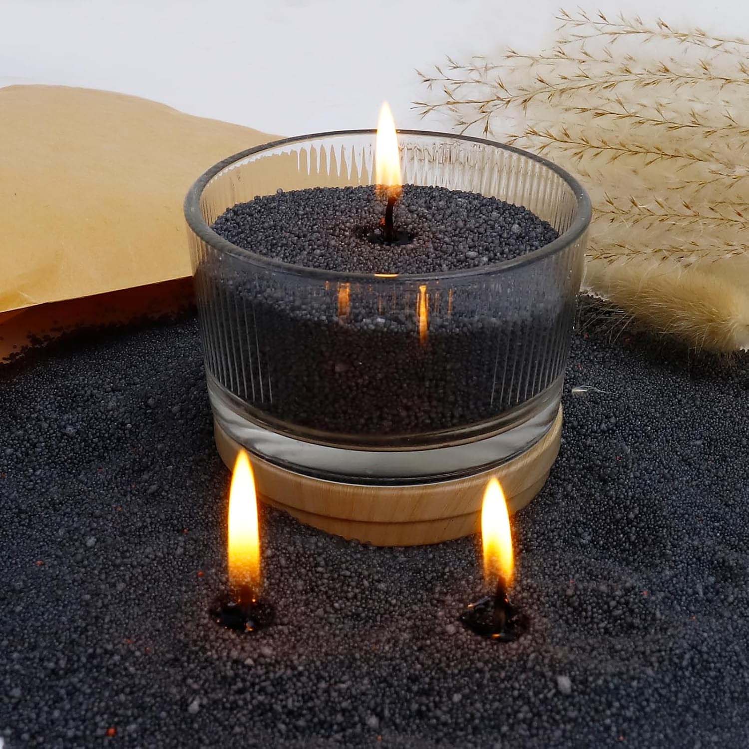 Candle Making Wax - Sable noir pour bougies avec mèche,