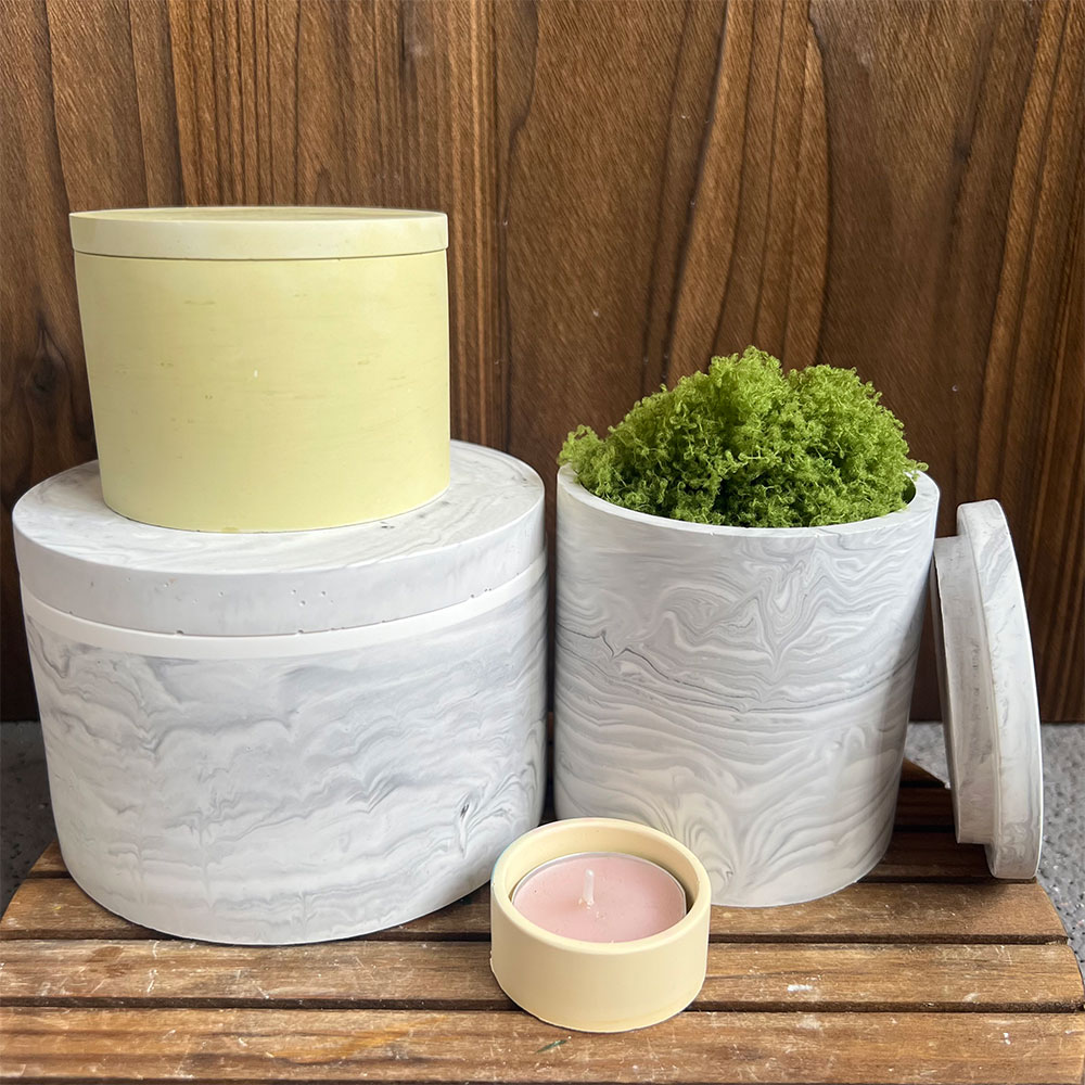 Candle Making Vessels - Boîte de bougie ronde en ciment,