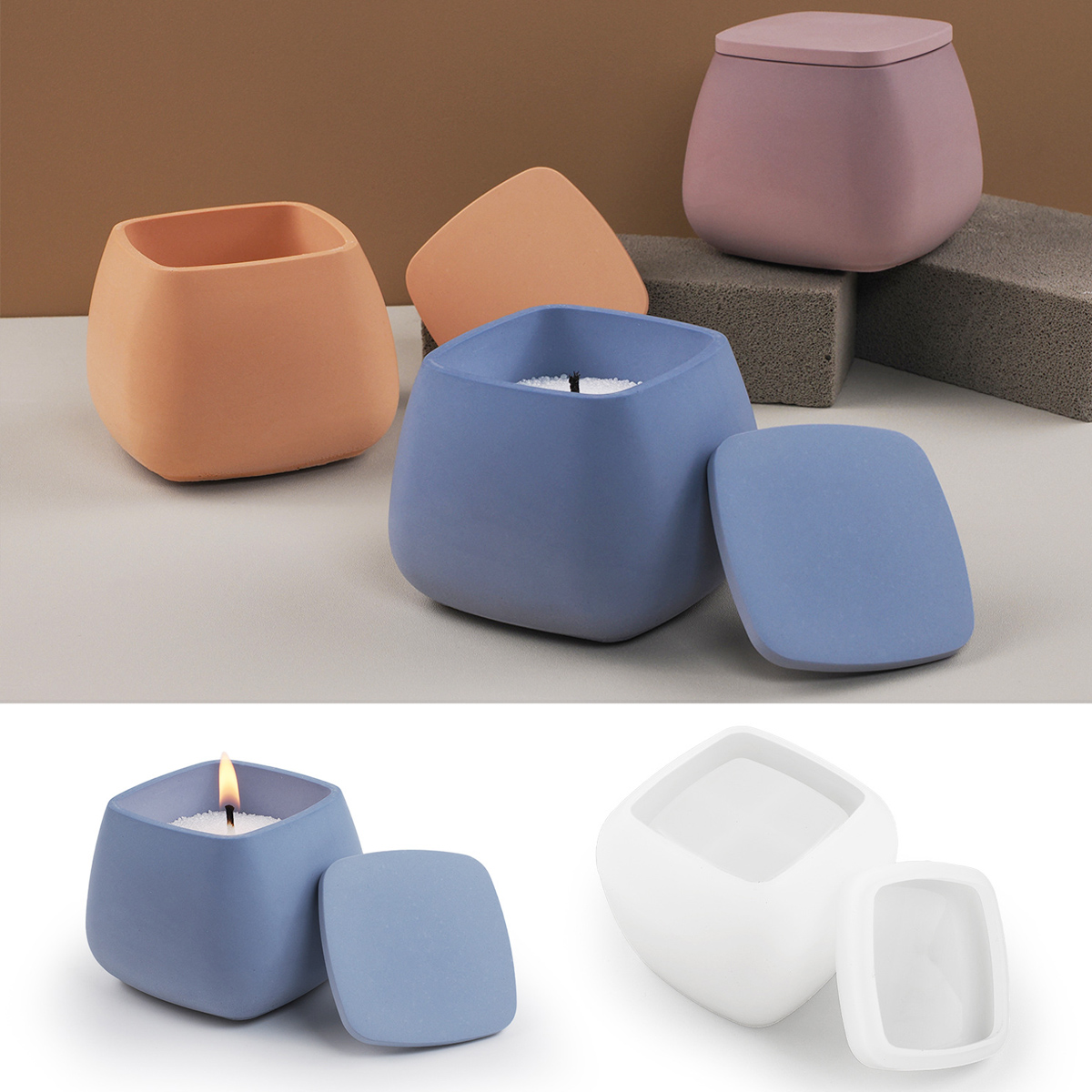 Pot de bougie carré en Silicon - Kraft Box Candle avis et prix